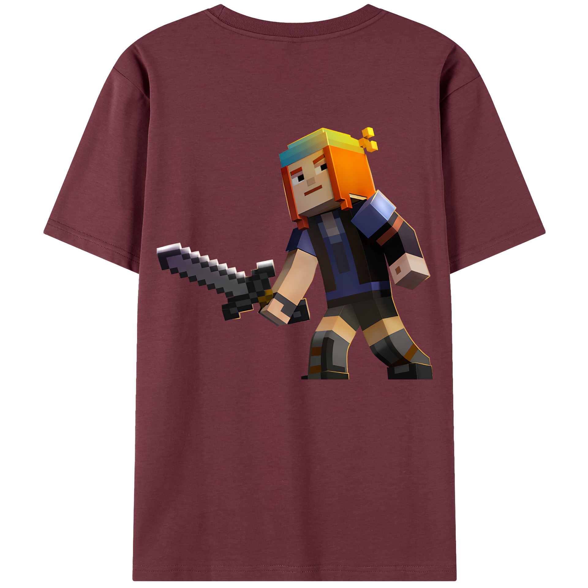 （画像用） マインクラフト ブロックの世界 Minecraft MC Block world 綿100％半袖Tシャツ（背面プリント）